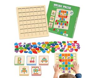 Pattern Blocks - Early Development Wooden Shape Blocks, Colored Learning Toy Set for Kids | Educational Geometry Block for Classroom School Study | Creative Building Toy for Boys Girls Kindergarten