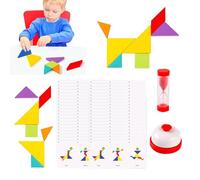 Pattern Blocks Wooden, Brain Teaser Jigsaw Puzzle, Puzzles and Logic Teasers, Stem Educational Learning Games for Classroom, Party Times, Homeschooling, Early Childhood Play
