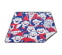 Pattern Of People Happy Face Panier de pique-nique imperméable pour 4 à 6 adultes Rouge et bleu