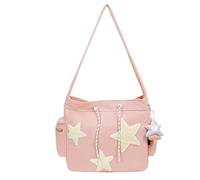 Pattern Shoulder Bag, Messenger Hobo Tote, 16.14 Inches Large Capacity Purse with Durable Material, Star Shoulder Bag with Spacious Interior, Tote Bags for Girls Travel School Party Shopping