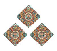 Patterns of Ancient Civilization Figures Lot de 3 désodorisants de voiture à suspendre en forme de losange - Cartes parfumées durables pour voiture, maison, bureau - Style noir