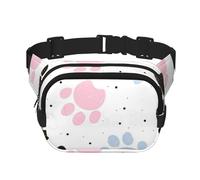 Pattes de Chiens colorées dessinées à la Main,Sac Banane carré Double Couche, Sac de Poitrine