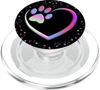 Pattes de Chiens ou de Chats avec cœurs colorés pour Les Amoureux des Animaux PopSockets PopGrip pour MagSafe