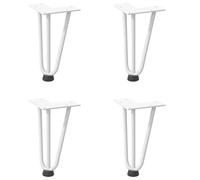 Pattes de table basse en forme de boutons de manchette 4 pièces blanc 20 cm | Moulage à vis réglable en acier massif peint en poudre