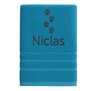 Pattes Serviette personnalisée avec nom Nom Magnifiquement brodé Serviette de Bain à la Main Serviette 100% Coton Serviette Passe-Temps avec nom (100 x 50 cm, Pattes)