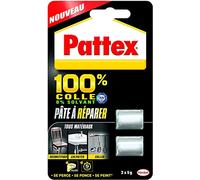 Pattex 100% Pâte à réparer multi-usages, Pâte epoxy bi-composante pour collages sur de multiples matériaux, permet de reconstituer de la matière, pâte peignable & ponçable, 2 x 5 g