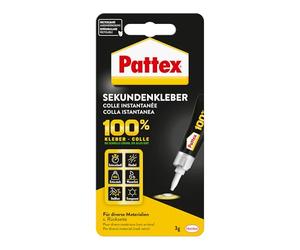 Pattex 1839330 Colle à prise rapide "100%" 3 g, Noir