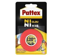 Pattex Ruban adhésif double-face Ni Clou Ni Vis ultra fort 19 mm x 1,5 m – 120 kg