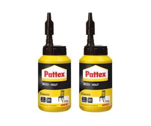 Pattex Bois Classic, colle à bois hautement résistante, colle vinylique pour montage, assemblage, placage ou contrecollage sur supports en bois, colle blanche, 250 g (Lot de 2)