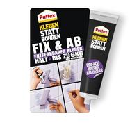 Pattex Colle au lieu de percer Fix & Ab, colle de montage amovible, colle murale forte adhérence pour étagères et fixations murales, amovible sans dommage, colle puissante pouvant supporter jusqu'à 6