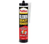 Pattex Colle au lieu de percer High Tack, colle de montage et colle de construction à haute adhérence initiale, colle forte pour presque toutes les surfaces, colle polyvalente flexible, cartouche de