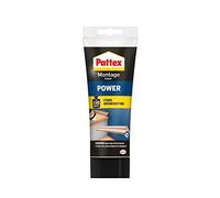 Pattex colle de montage Power, 250 g de colle de construction avec forte adhérence initiale, colle forte pour matériaux absorbants, colle pour intérieur & extérieur