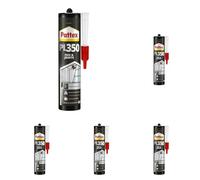 PATTEX Colle Fixation PL350, mastic de fixation polymère haute résistance, intérieur et extérieur, colle et jointe, coloris transparent, cartouche 300 g (Lot de 5)