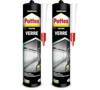 PATTEX Colle Fixation Verre, mastic de fixation pour éléments transparents, colle et jointe- Cartouche 300 gr (Lot de 2)