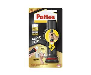 Pattex Coller au lieu de percer Click & Fix, tampon adhésif avec points de colle pour jusqu'à 20 applications de montage à l'intérieur et à l'extérieur