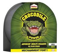 Pattex Crocodile Power | Adhésif Multi-Usages Gris (rouleau de 20 m) - Ruban adhésif extra fort résistant à l'eau - Rouleau adhésif pour maintien durable