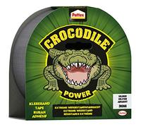 Pattex Crocodile Power Ruban adhésif solide avec double épaisseur, résistance extrême pour les réparations les plus difficiles, Duct Tape pour divers matériaux, argent, 1 x 30 m