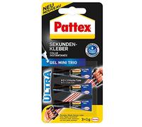 Pattex Gel de colle instantanée Mini Trio (2 paquets de 3 tubes de 1 g = 6 tubes).