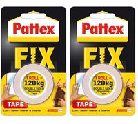 Pattex Henkel Fix Fix 120 kg Rouge 19 mm x 1,5 m Ruban bilatéral 1,5 m x 19 mm 120 kg (Lot de 2)