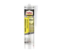 Pattex Mastic gris murs et feuilles, acrylique, vernis pour façade, joints, fumées, odeur, Usage intérieur, sans solvants, cartouche de 280 ml