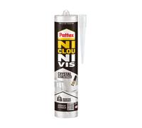 Pattex - Ni Clou Ni Vis Crystal (cartouche de 290 g) - Colle de fixation extra forte pour intérieur et extérieur - Mastic transparent multi-matériaux