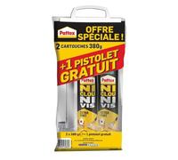 Pattex Ni Clou Ni Vis | Fix Idéal Bois, colle de fixation surpuissante, colle rapide qui permet une prise instantanée, colle blanche, lot de 2 cartouches 380 g + 1 pistolet extrudeur