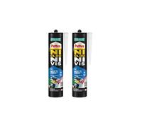 Pattex Ni Clou Ni Vis Résiste à L’eau, Tous Matériaux Intérieur & Extérieur, colle de fixation, colle forte tous supports, mastic blanc, cartouche de 450 g (Lot de 2)