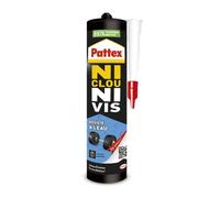Pattex Ni Clou Ni Vis | Résiste à l'Eau (cartouche de 450 g) - Colle de fixation multi-matériaux résistante à l'eau - Colle rapide à maintien immédiat pour intérieur et extérieur