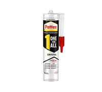 Pattex One for All Crystal, colle transparente pour verre et miroir, mastic incolore de haute qualité, colle de montage forte pour différents matériaux, cartouche 1x290g