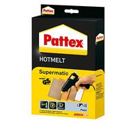 Pattex Pistolet à colle Hotmelt Supermatic, pistolet à colle professionnel avec contrôle électronique de la température, kit avec pistolet à colle et 2 bâtons de colle