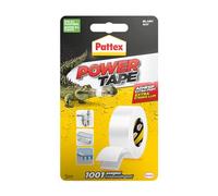 Pattex Power Tape, Ruban adhésif blanc de 5m extra fort pour charges lourdes, Bande adhésive toilée tous supports, Rouleau adhésif étanche