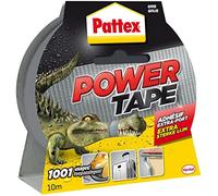 Pattex Power Tape, Ruban adhésif gris de 10m, extra fort pour charges lourdes, Bande adhésive toilée tous supports, Rouleau adhésif étanche