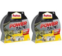 Pattex Power Tape, Ruban adhésif gris de 10m, extra fort pour charges lourdes, Bande adhésive toilée tous supports, Rouleau adhésif étanche (Lot de 2)