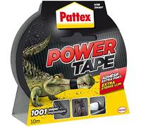 Pattex Power Tape, Ruban adhésif noir de 10m, extra fort pour charges lourdes, Bande adhésive toilée tous supports, Rouleau adhésif étanche