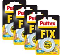 Pattex ruban de montage FIX 80kg 4x 1.5m x 19mm ruban adhésif double face extérieur