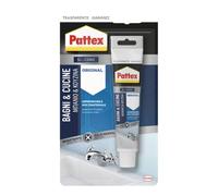 Pattex Scellant Salles de bains de cuisine Original Silicone Transparent Scellant, Silicone Cuisine et Salle de Bains Résistant à la moisissure, Silicone Scellant Imperméable, Tube de 50 ml