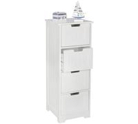 Patti Armoire de salle de bain, design, style maison de campagne, en bois MDF, 30 x 83 x 30 cm, blanche, petite armoire de salle de bain, 4 tiroirs, armoire d'appoint multi-usages