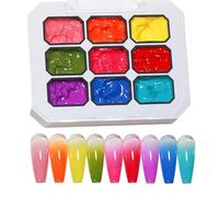 Patting Gel Nail Palette - 9 Color Manicure Set DIY | Gel Painting Beauty Supply Kit Beginners Professionals Women Girls Brides Students Craft Enthusiasts Home Salon Creative Ñail Decoration