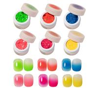 Patting Gel Polacio - Vernis Gel | 6 Couleurs Pour Ongles Avec Vernis Éponge Émail De Manucure Fluorescent Résistant
