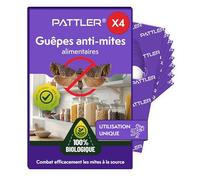 PATTLER® Guêpes Anti Mite Alimentaires - Lutte Efficace Contre Les Mites. Alternative Aux Pièges, Sprays et Pièges à Phéromones - 4 Carte à Deployer avec 1 Livraison