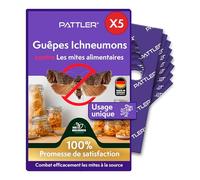 PATTLER® Guêpes Anti Mite Alimentaires - Lutte Efficace Contre Les Mites. Alternative Aux Pièges, Sprays et Pièges à Phéromones - 5 Carte à Deployer avec 1 Livraison