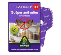 PATTLER® Guêpes Anti Mite Alimentaires - Lutte Efficace Contre Les Mites. Alternative Aux Pièges, Sprays et Pièges à Phéromones - 3 Cartes à Déployer avec 4 Livraison