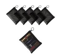 patu Lot de 5 Sacs à Fermeture éclair en Maille pour Accessoires de Maquillage, Trousse de Toilette de Voyage, Pochette de Rangement, Noir, Noir, 5x4 inch (Pack of 5)