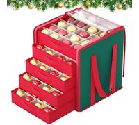 PATYDEST Boîte de rangement pour décorations de Noël avec séparateurs - Grandes boîtes de rangement pour décoration de vacances jusqu'à 254 à 7,6 cm - Bacs de rangement pour boules de Noël vertes avec