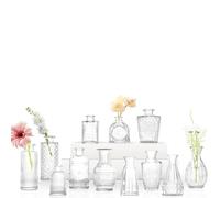 Paudao 12 pièces Petits Vases, Mini Vases en Verre Vintage Transparent | Vase en Verre pour Centres de Table Décorations Modernes pour la Maison, Table, Bureau et le Mariage Vase Hydroponique