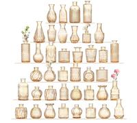 Paudao 40 pièces Petits Vases, Mini Vases en Verre Vintage Ambre | Vase en Verre pour Centres de Table Décorations Modernes pour la Maison, Table, Bureau et le Mariage Vase Hydroponique