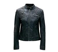 PAUL BERMAN Veste de motard en cuir véritable pour femme. - Noir - 42