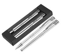 Paul Clover Ensemble cadeau stylo à bille et stylo roller de luxe - Pour anniversaire, Noël et travail - Présenté dans un coffret cadeau noir classique