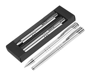 Paul Clover Ensemble cadeau stylo à bille et stylo roller de luxe - Pour anniversaire, Noël et travail - Présenté dans un coffret cadeau noir classique
