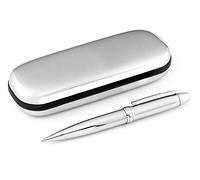 Paul Clover Stylo à bille de luxe et étui de présentation chromé - Superbe cadeau de Noël, d'anniversaire, de remise de diplôme, pour homme et femme (non personnalisé)